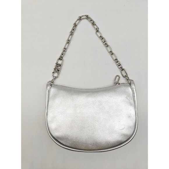MICHAEL KORS Kendall leather chain link pouchette bracelet small bag - Silver - Picture 5 of 8